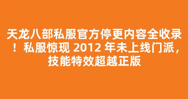 天龙八部私服官方停更内容全收录！私服惊现 2012 年未上线门派，技能特效超越正版